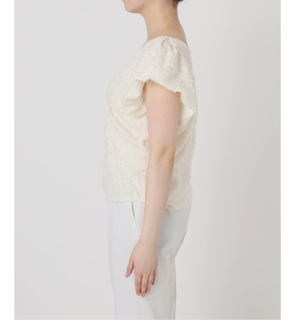 NOBLE「【洗える】レオパードジャガードデコルテVブラウス」|シャツ・ブラウス|