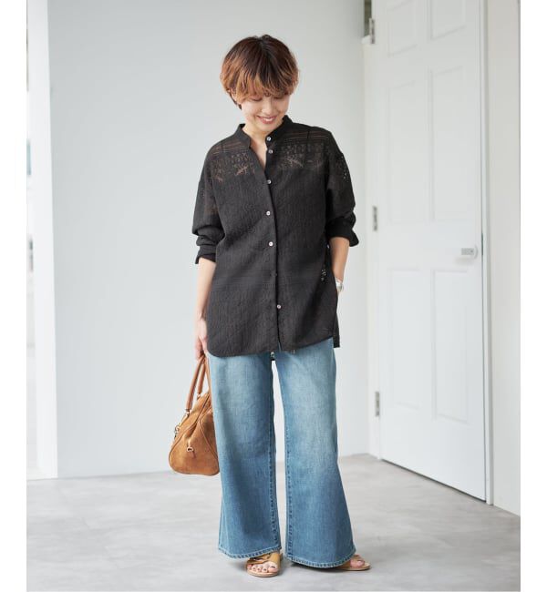 Spick and Span「スタンドカラーレースシャツ」|シャツ・ブラウス|