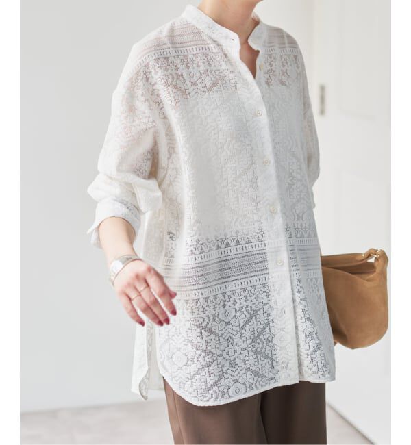 Spick and Span「スタンドカラーレースシャツ」|シャツ・ブラウス|