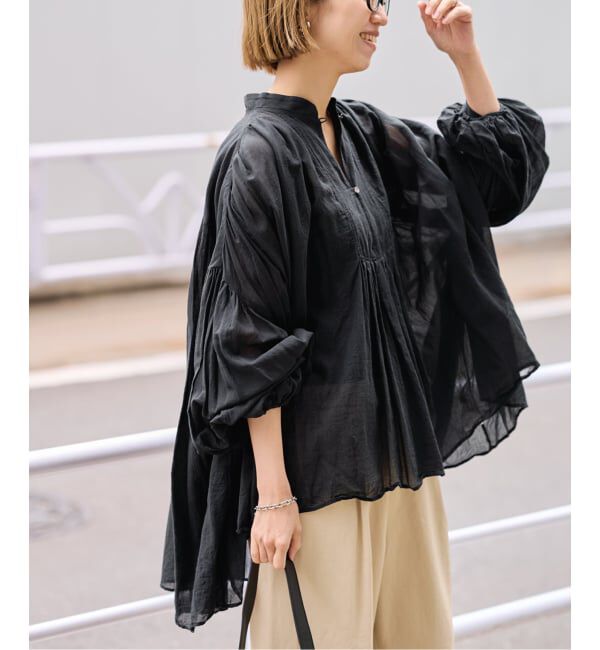 FRAMeWORK「≪一部店舗+WEB限定 / 追加予約≫コットンシフォンタックブラウス」|シャツ・ブラウス|ブラック