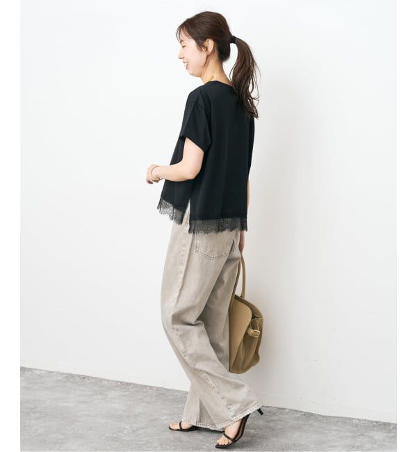 Spick and Span「《一部店舗+WEB限定予約》ヘムレース付きTシャツ」|Tシャツ・カットソー|