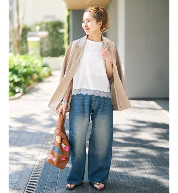 Spick and Span「《一部店舗+WEB限定予約》ヘムレース付きTシャツ」|Tシャツ・カットソー|