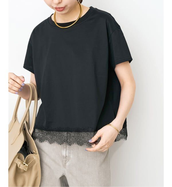 Spick and Span「《一部店舗+WEB限定予約》ヘムレース付きTシャツ」|Tシャツ・カットソー|