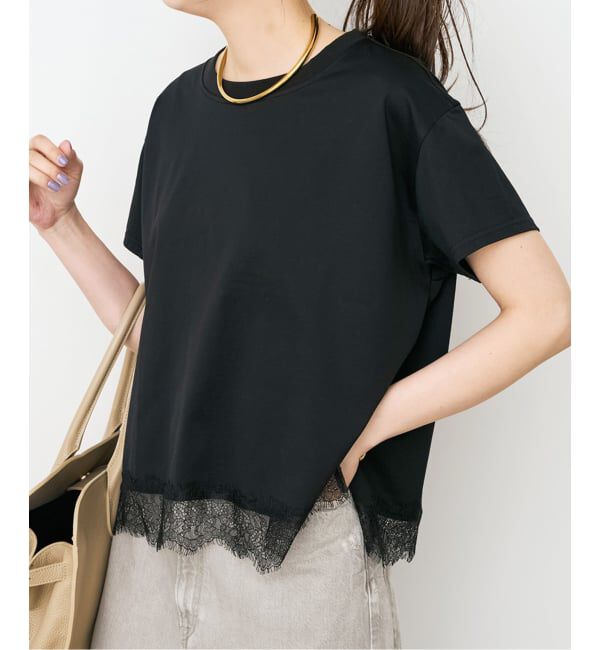Spick and Span「《一部店舗+WEB限定予約》ヘムレース付きTシャツ」|Tシャツ・カットソー|