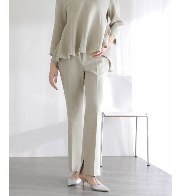  「ベルト金具パンツ」|スラックス|グリーン B