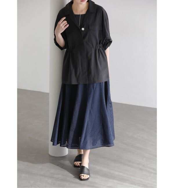  「【洗える】シアーチェックパネルスカート」|スカート|