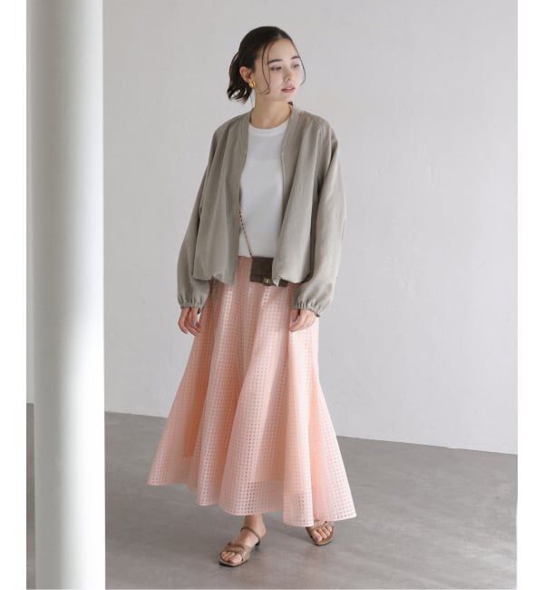  「【洗える】シアーチェックパネルスカート」|スカート|