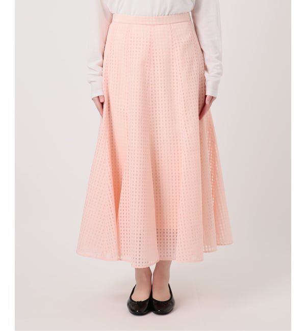  「【洗える】シアーチェックパネルスカート」|スカート|