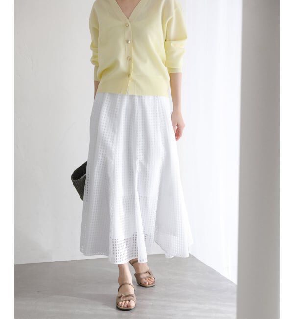  「【洗える】シアーチェックパネルスカート」|スカート|