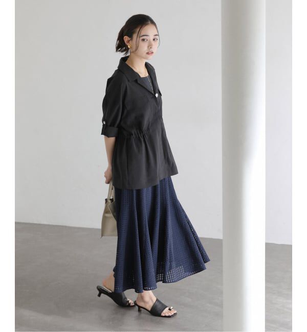  「【洗える】シアーチェックパネルスカート」|スカート|