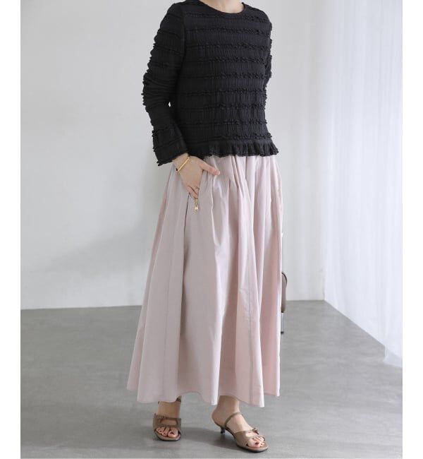  「【洗える】タフタジップポケットスカート」|スカート|ピンク B