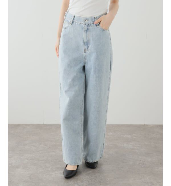  「【洗える】ドロストワイドデニムパンツ」|デニム|