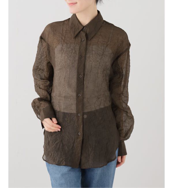  「【洗える】le / ル クリンクル シアーシャツ」|シャツ・ブラウス|ブラウン