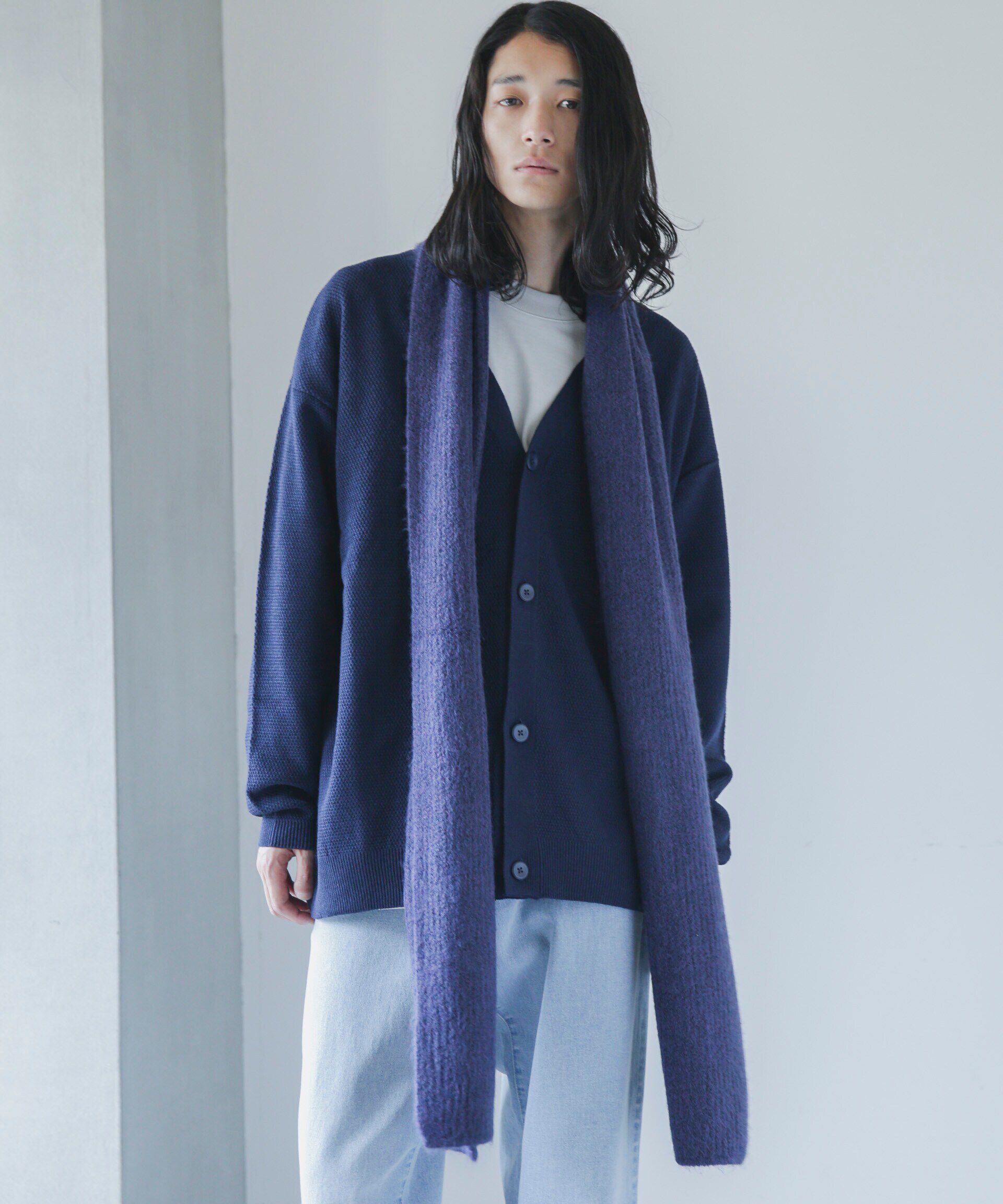 nano･universe「WEB限定 モヘヤライクワイドストール」|マフラー|