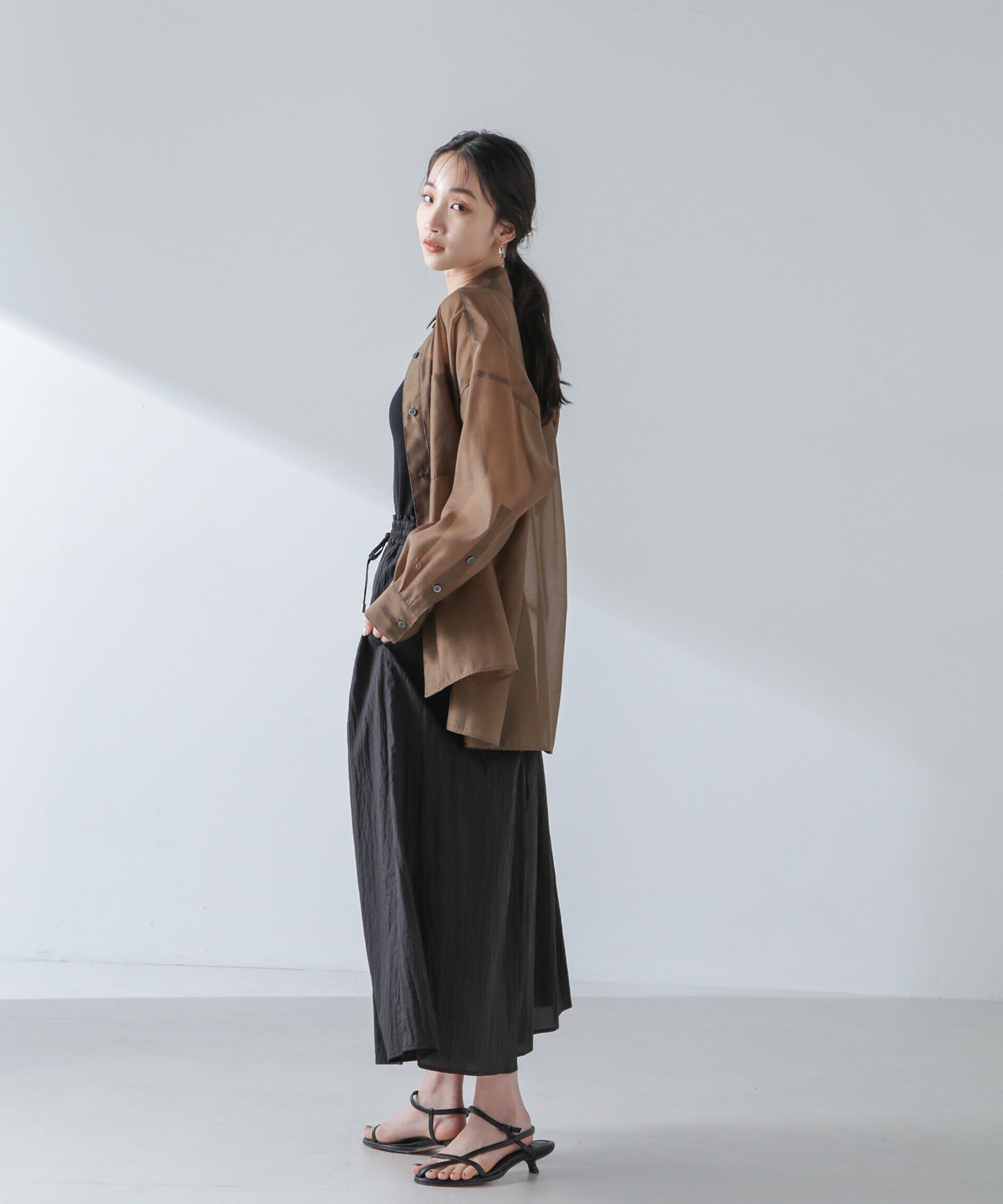 nano･universe「ナイロンタッサーギャザースカーチョ（セットアップ可）」|チノ|