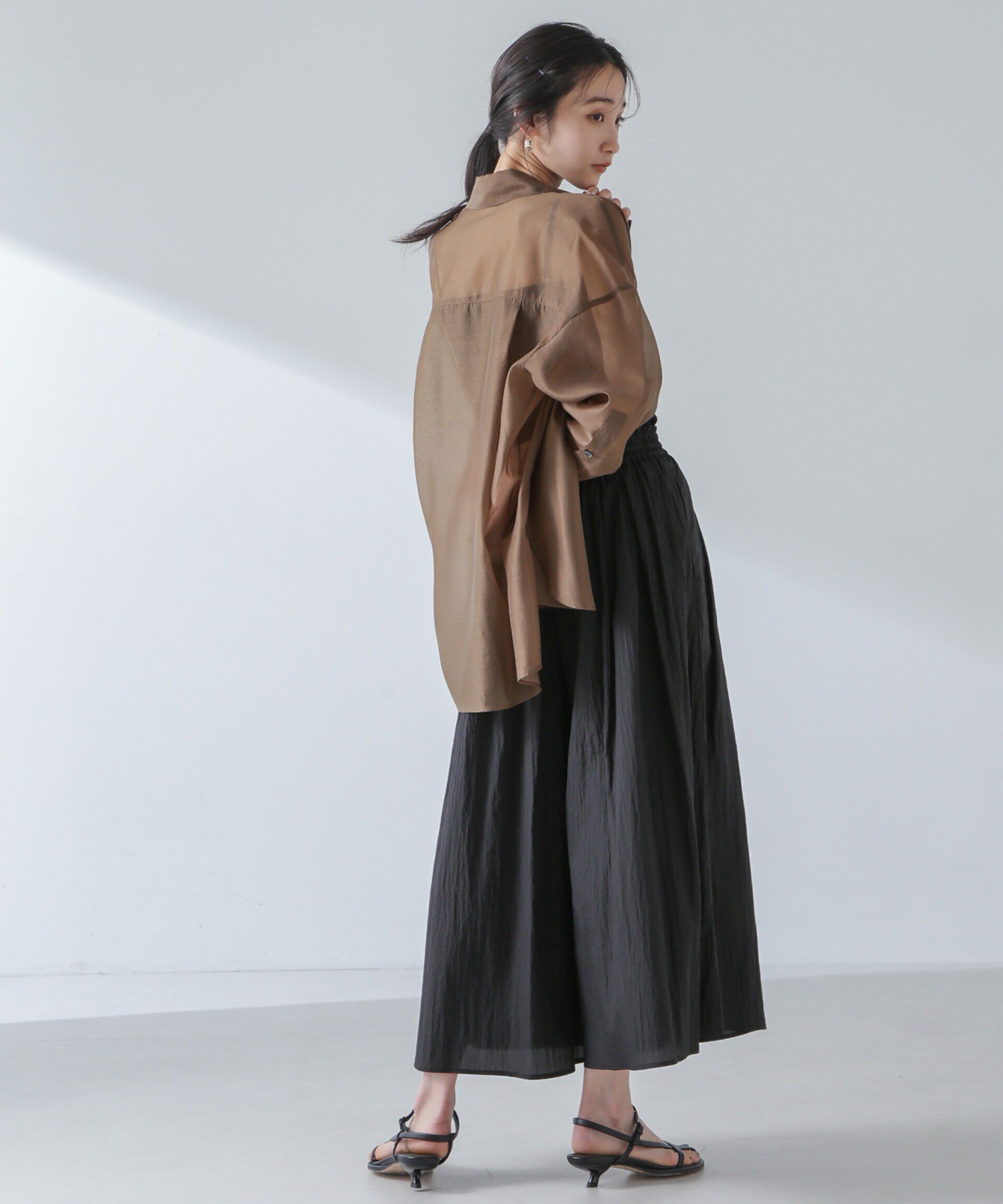 nano･universe「ナイロンタッサーギャザースカーチョ（セットアップ可）」|チノ|