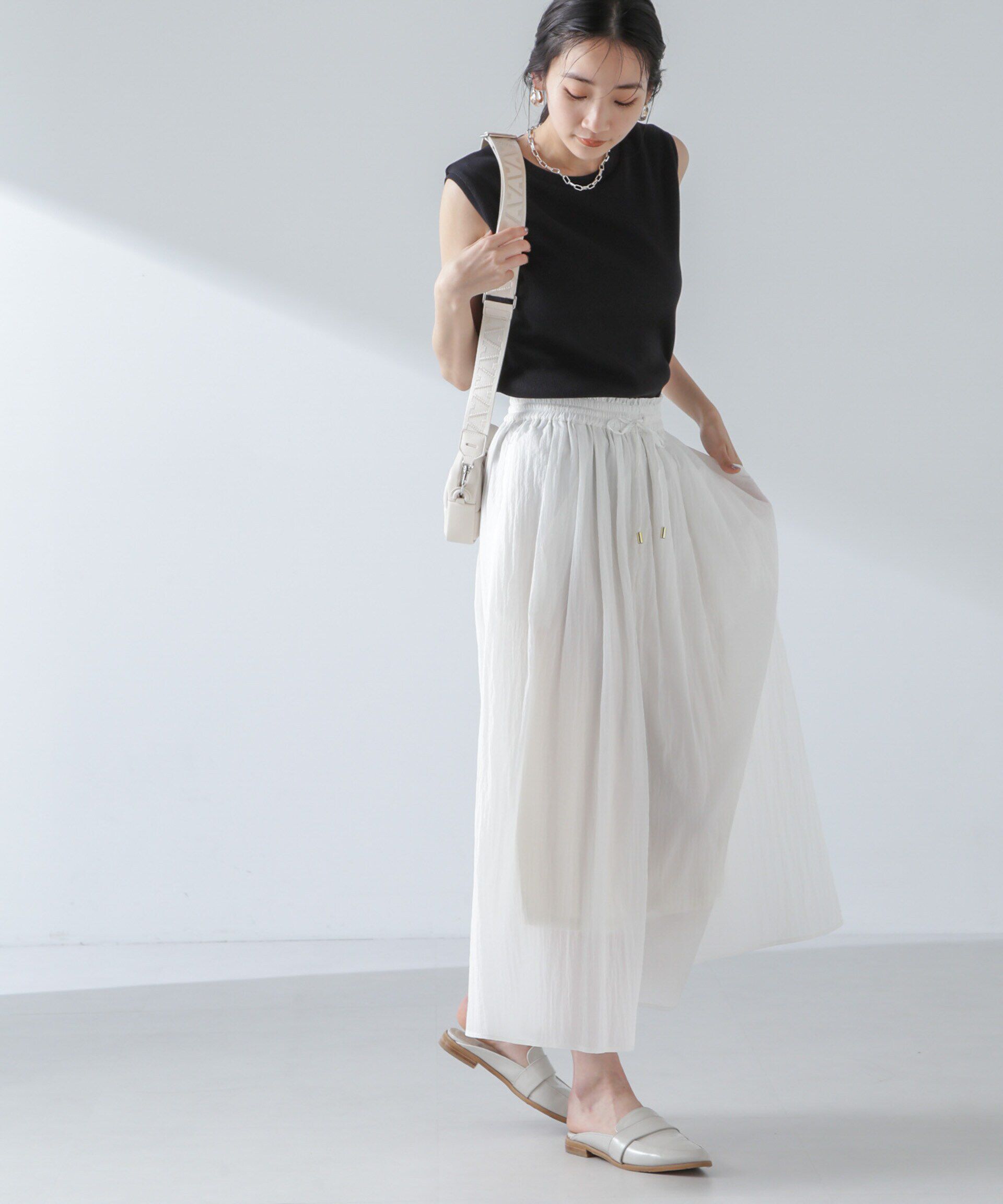 nano･universe「ナイロンタッサーギャザースカーチョ（セットアップ可）」|チノ|