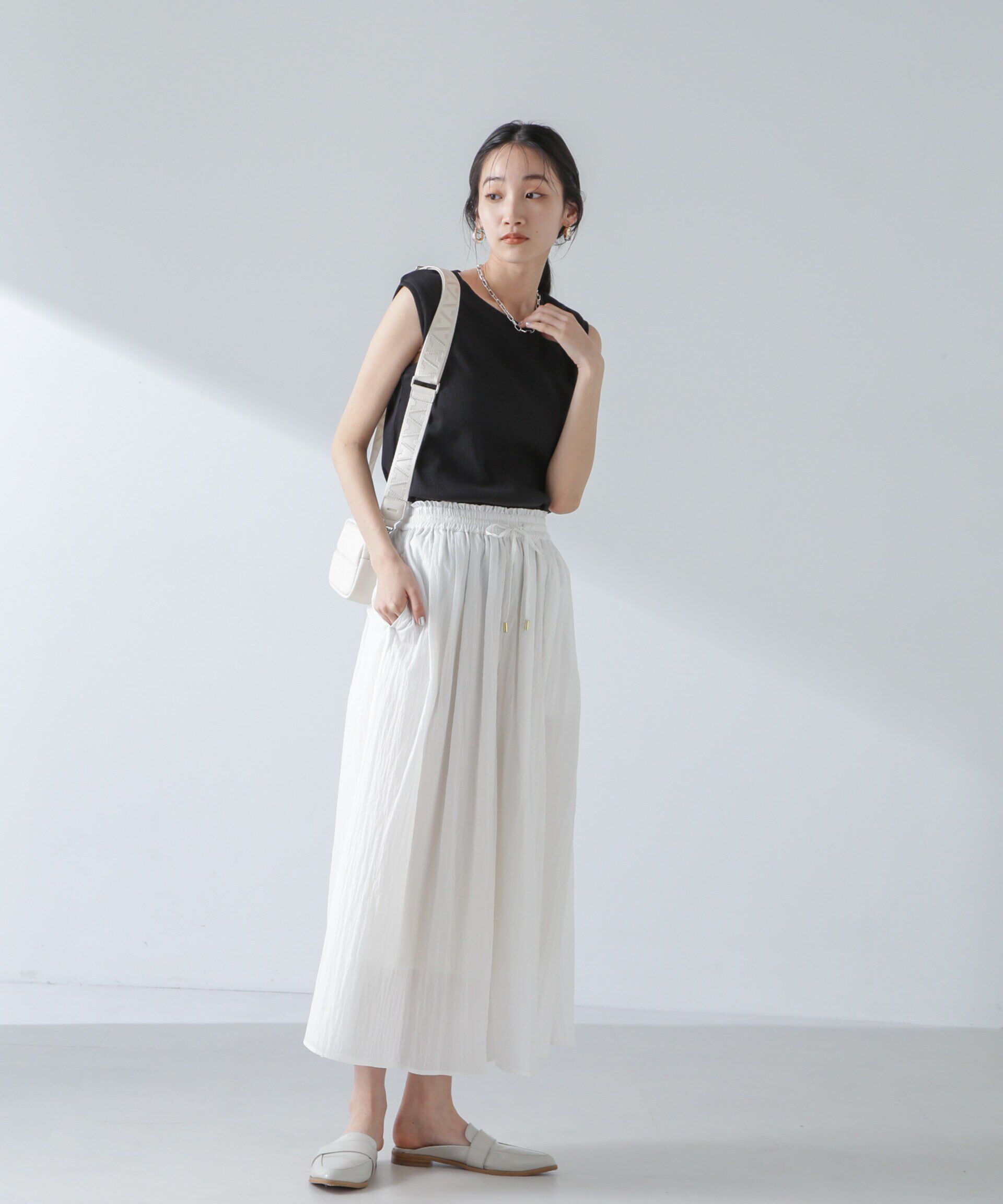 nano･universe「ナイロンタッサーギャザースカーチョ（セットアップ可）」|チノ|