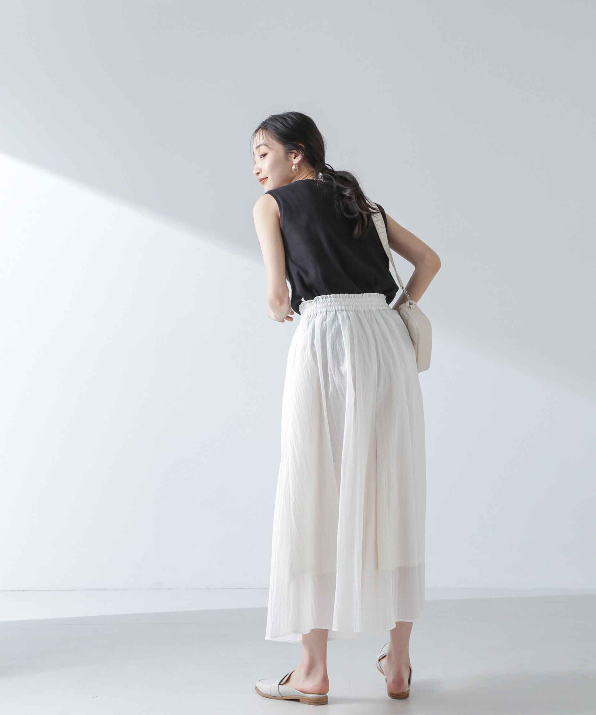 nano･universe「ナイロンタッサーギャザースカーチョ（セットアップ可）」|チノ|