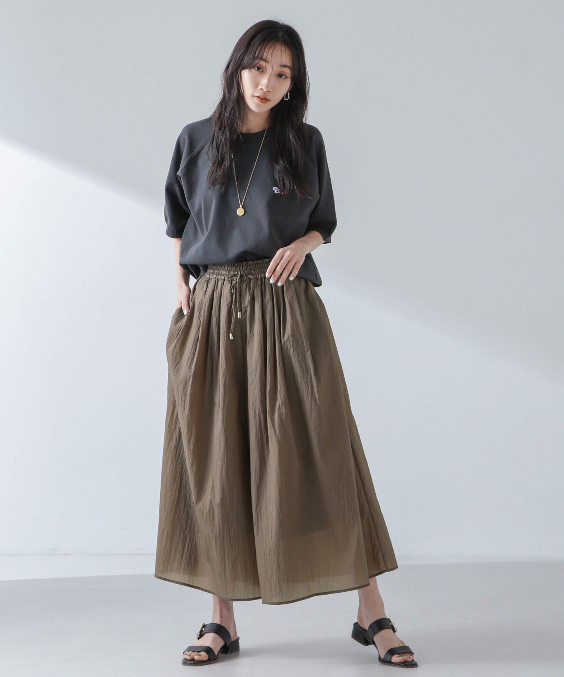 nano･universe「ナイロンタッサーギャザースカーチョ（セットアップ可）」|チノ|