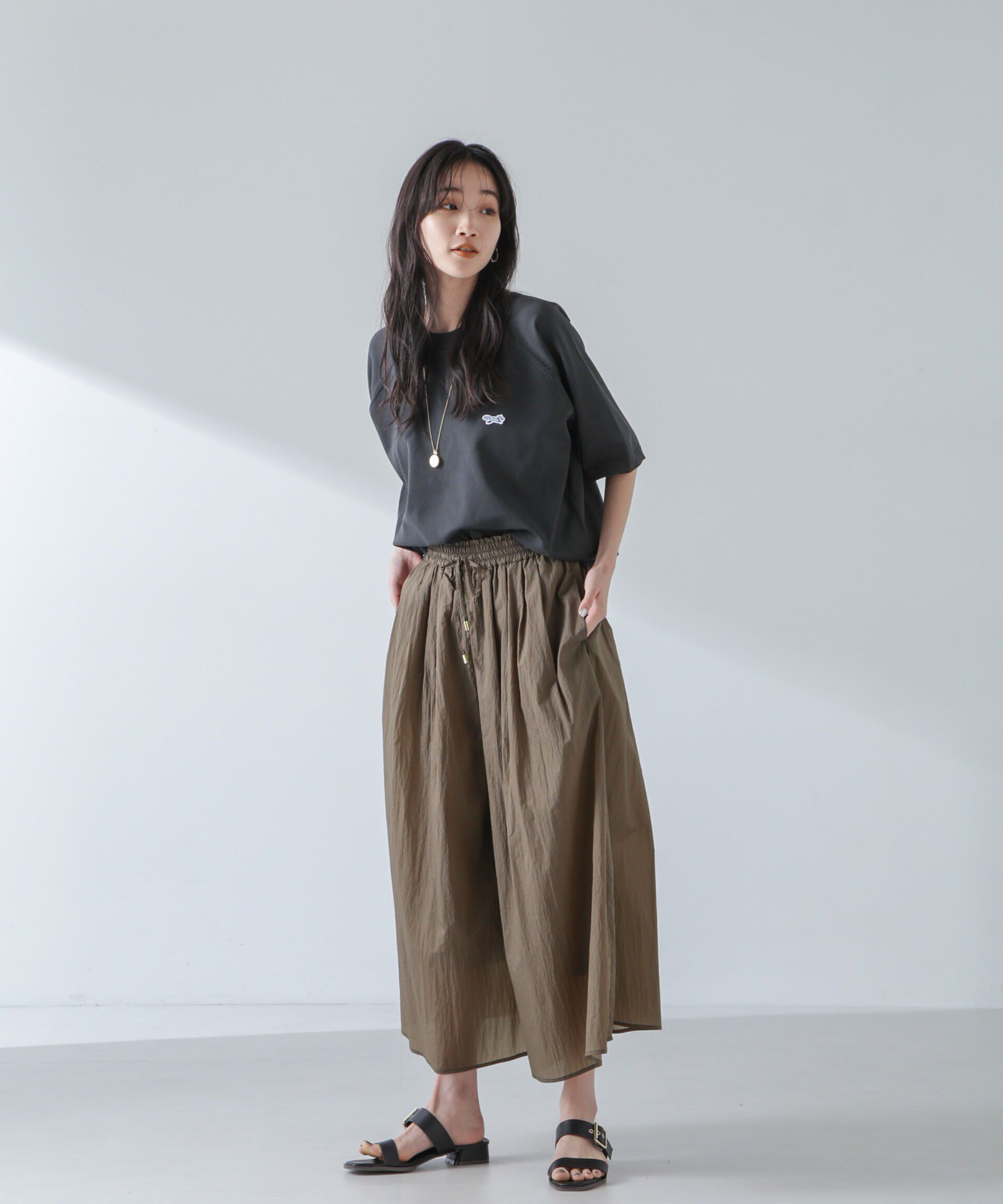 nano･universe「ナイロンタッサーギャザースカーチョ（セットアップ可）」|チノ|