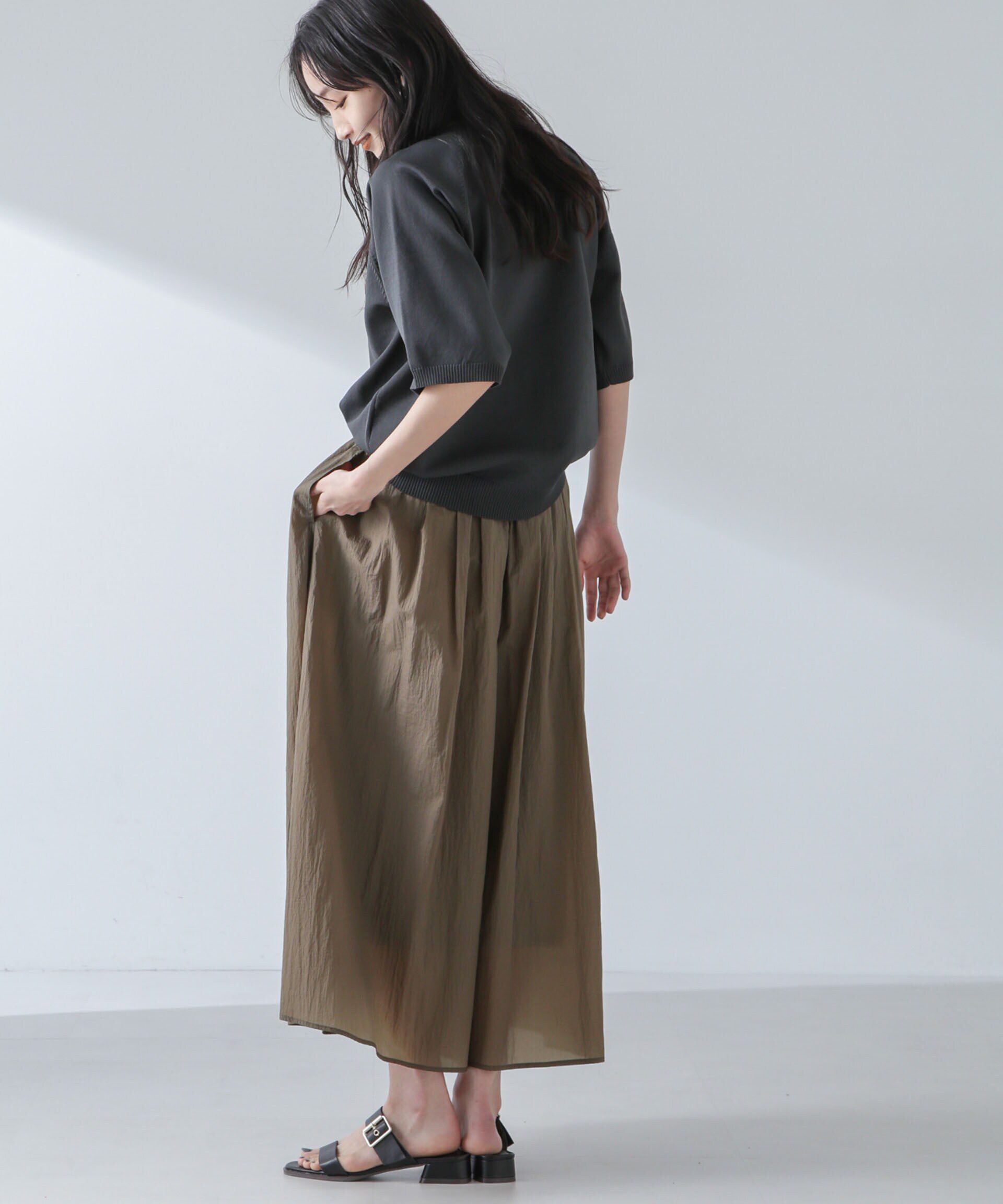 nano･universe「ナイロンタッサーギャザースカーチョ（セットアップ可）」|チノ|