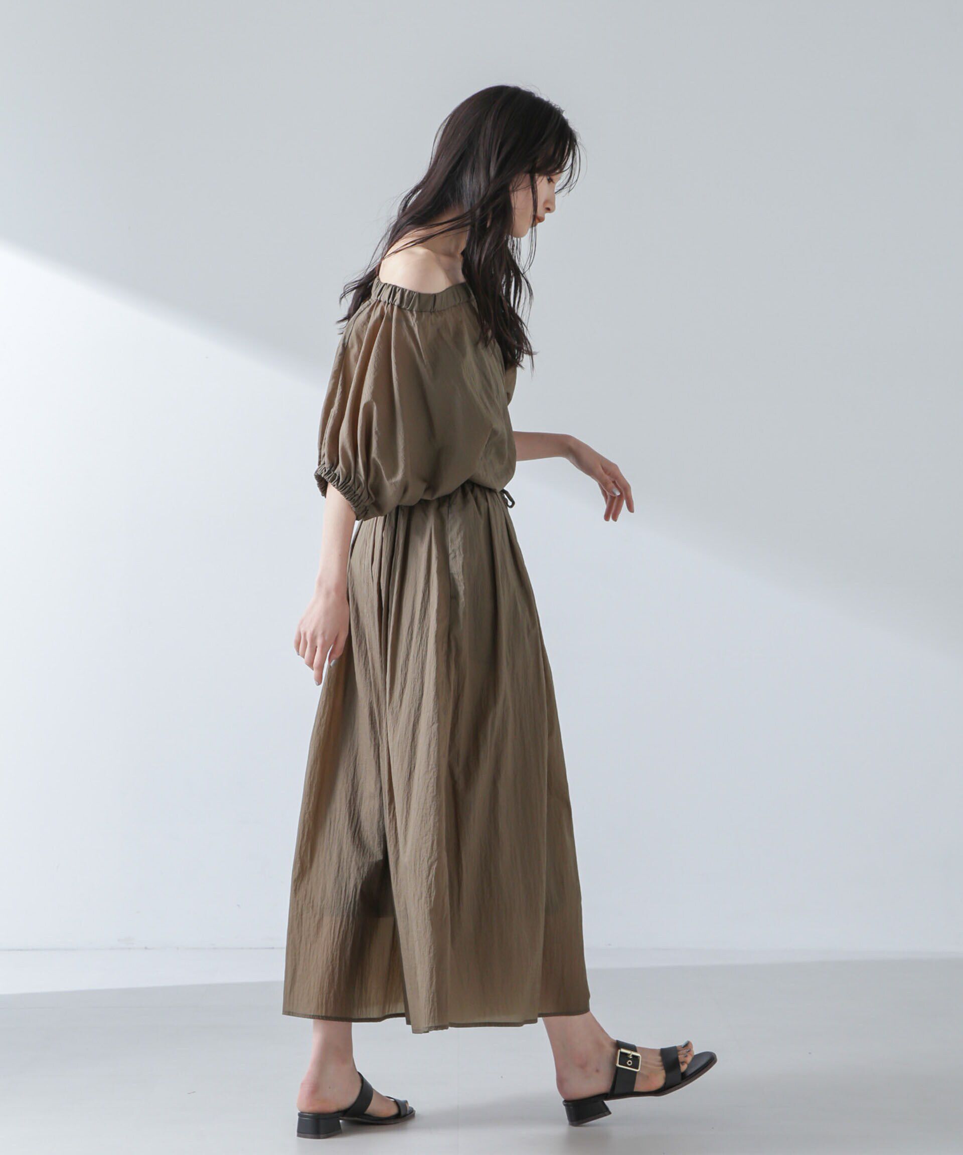 nano･universe「ナイロンタッサーギャザースカーチョ（セットアップ可）」|チノ|