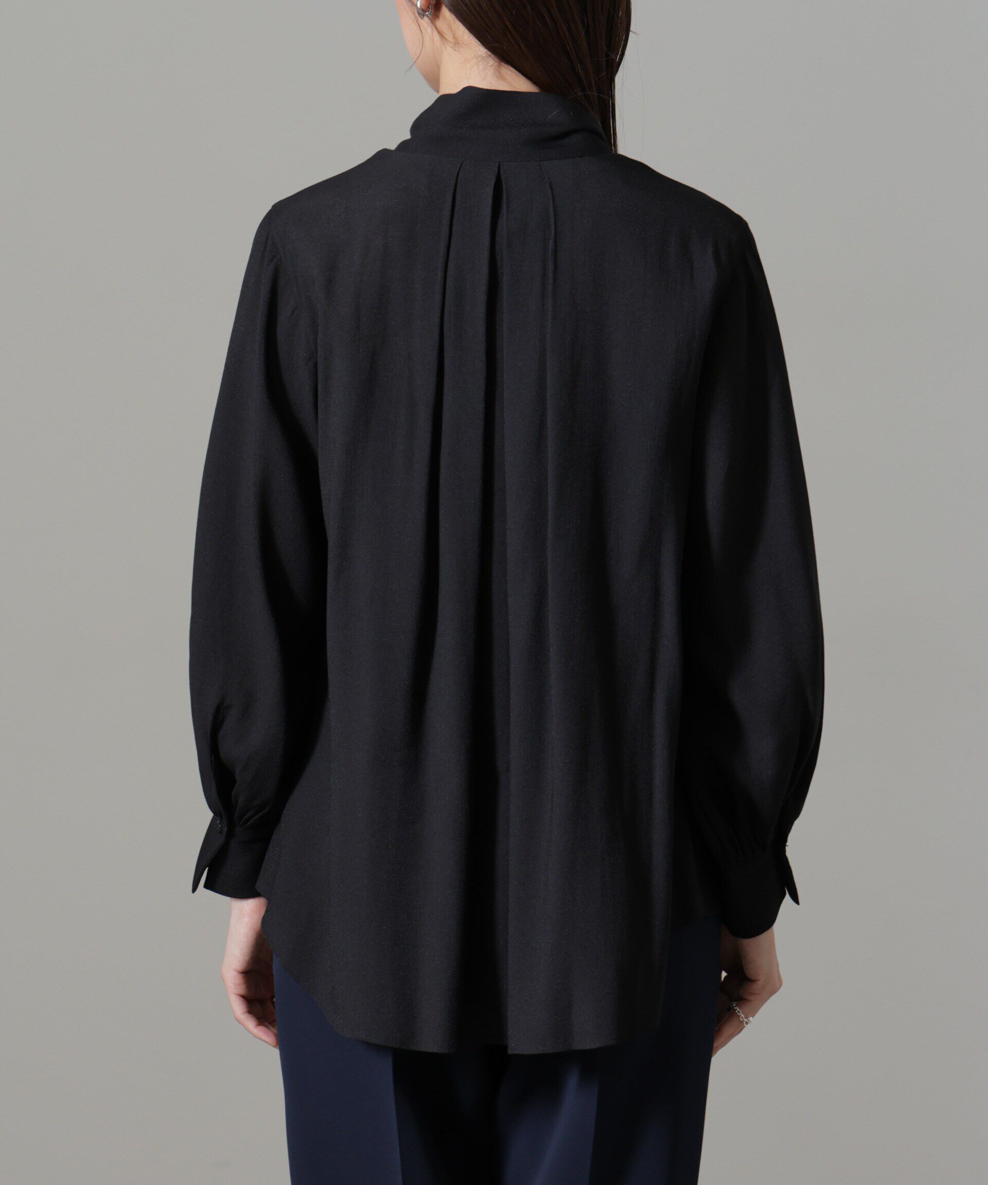 nano･universe「リンクルドビーリボンタイブラウス」|シャツ・ブラウス|