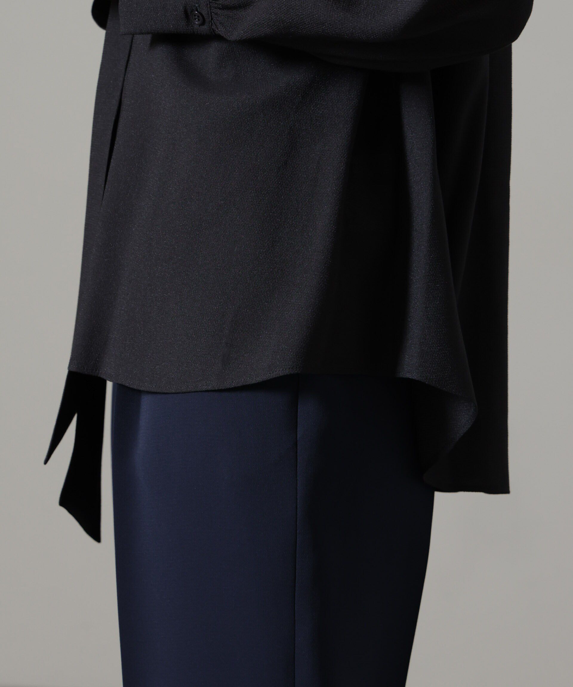 nano･universe「リンクルドビーリボンタイブラウス」|シャツ・ブラウス|