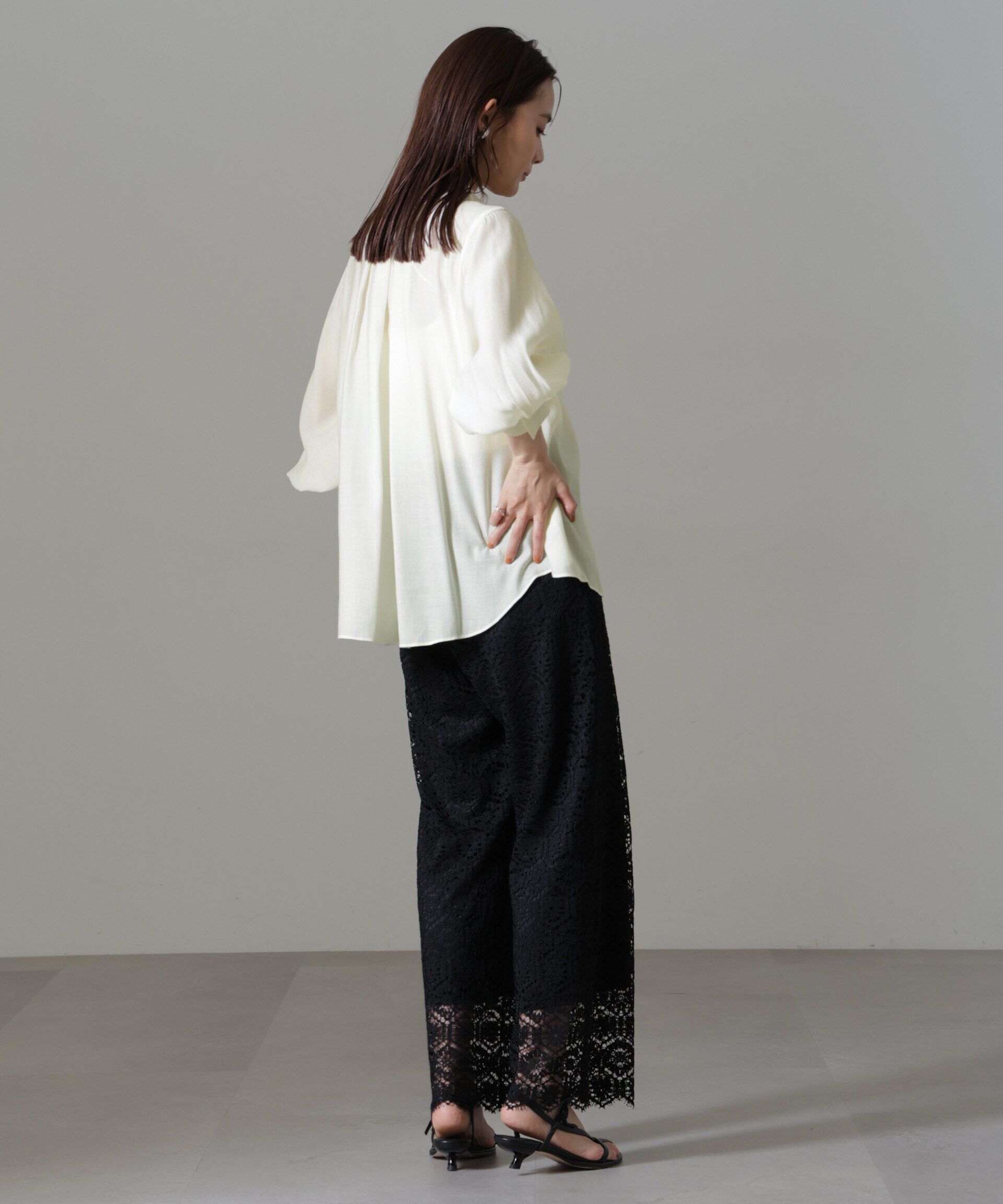 nano･universe「リンクルドビーリボンタイブラウス」|シャツ・ブラウス|