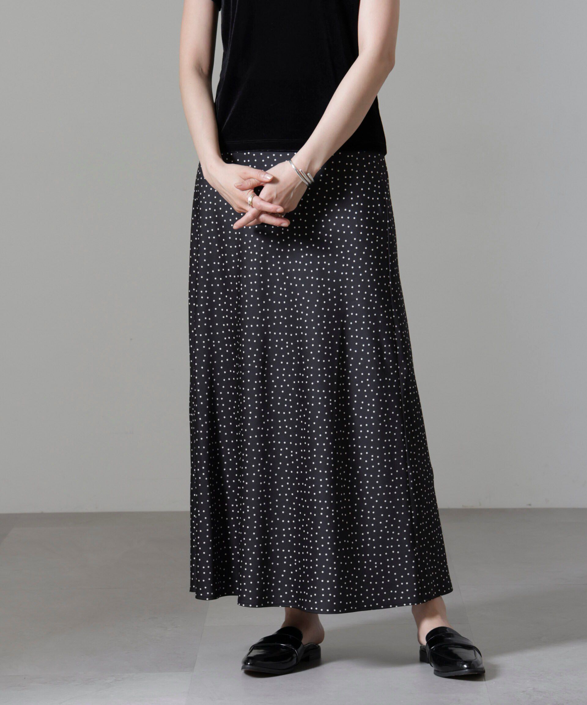 nano･universe「ドットプリントサテンバイアススカート」|スカート|