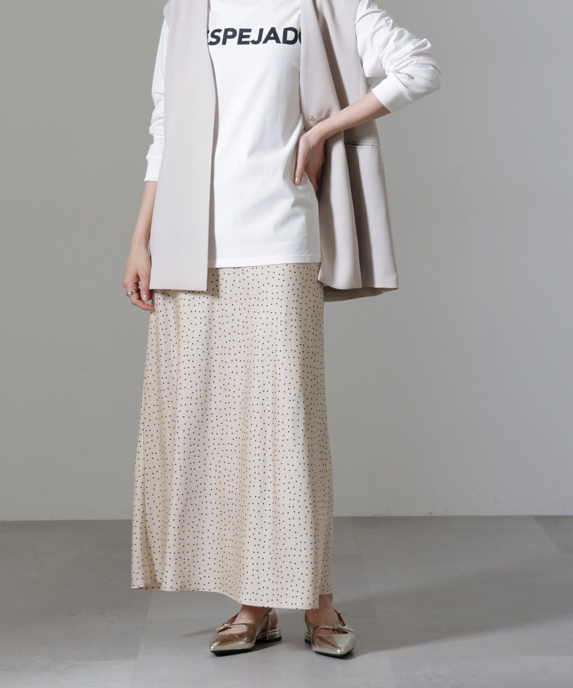 nano･universe「ドットプリントサテンバイアススカート」|スカート|