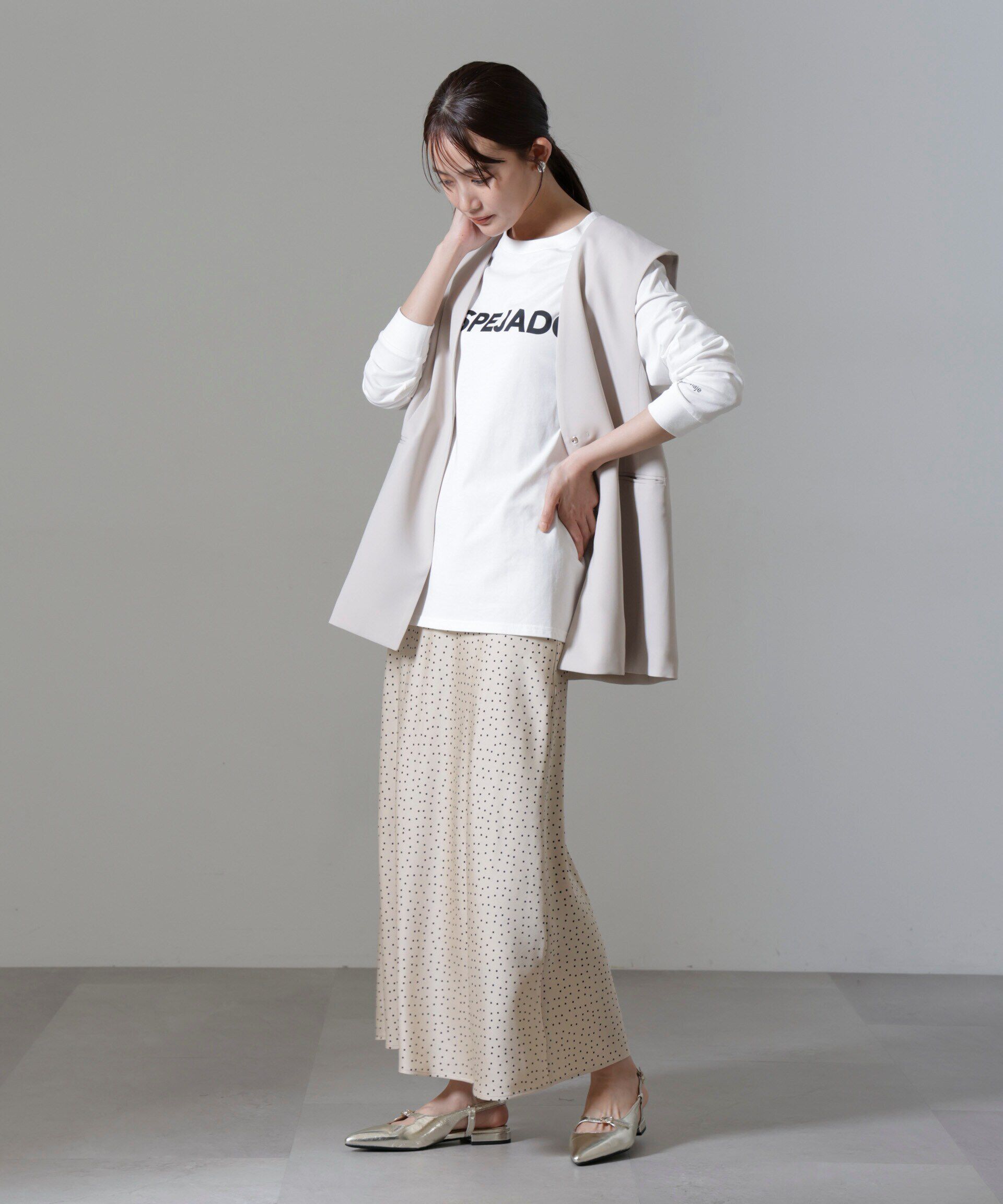 nano･universe「ドットプリントサテンバイアススカート」|スカート|