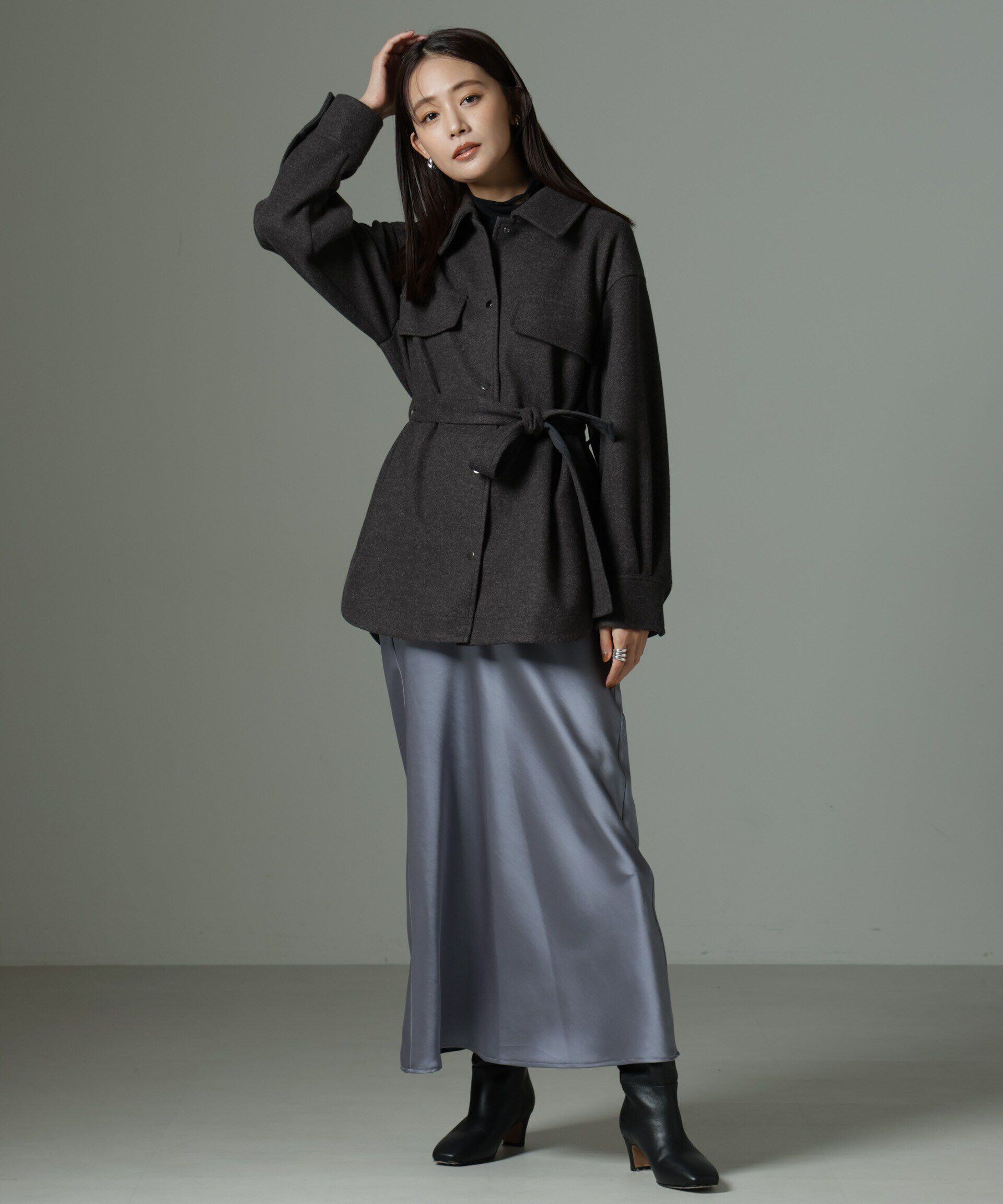 nano･universe「ヘヴィーサテンスカート」|スカート|