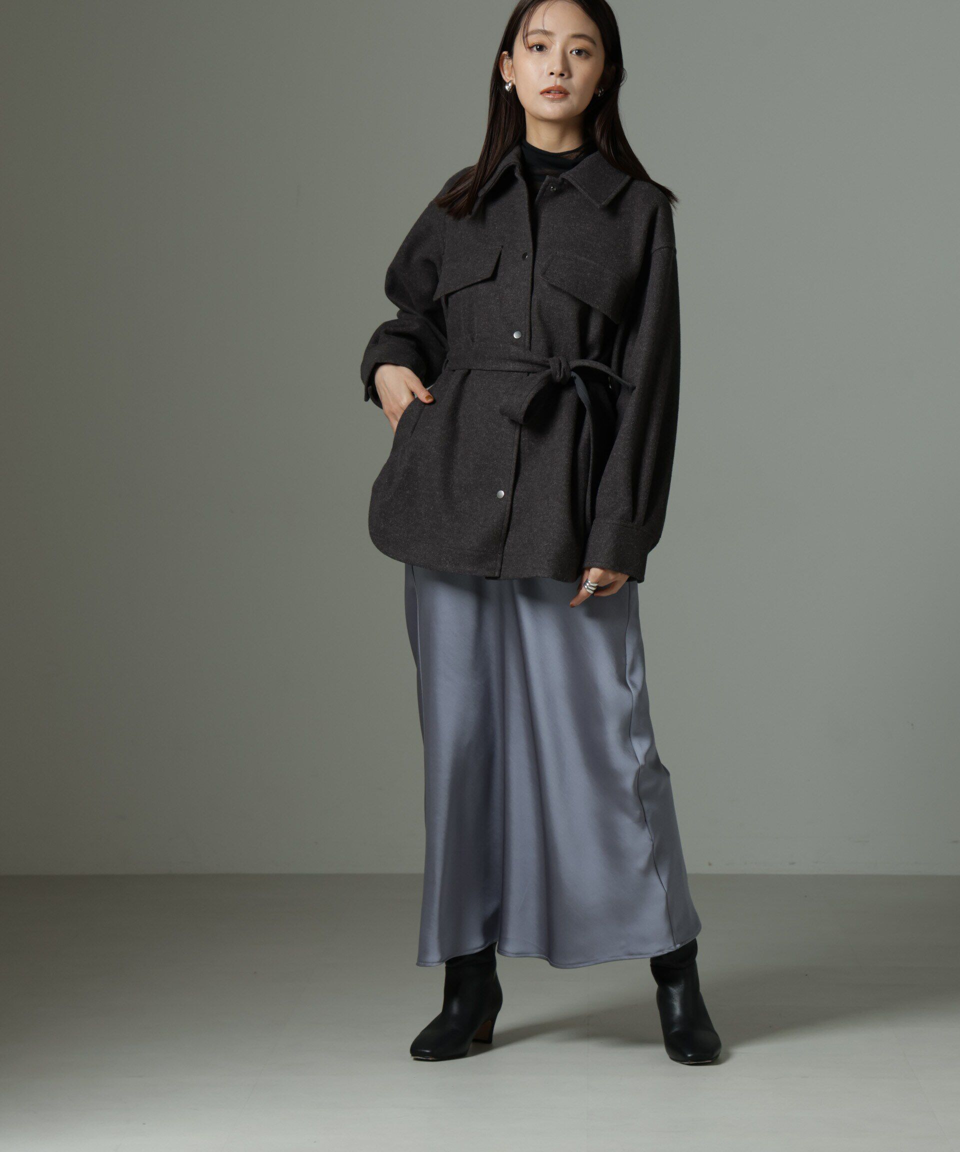 nano･universe「ヘヴィーサテンスカート」|スカート|