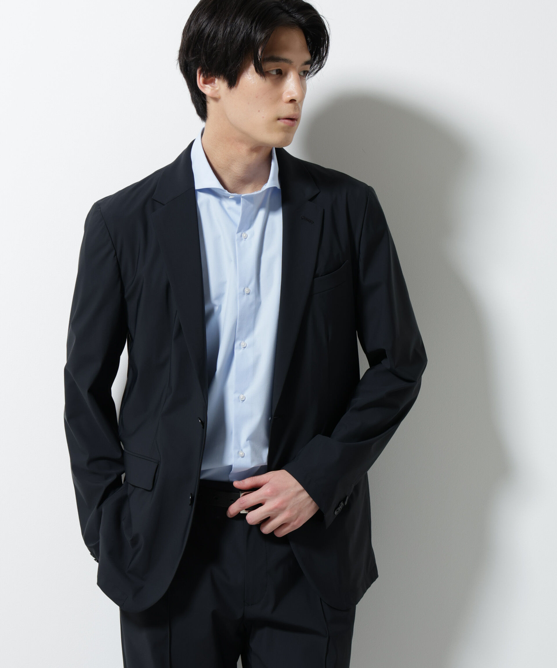 nano･universe「｢N JACKET PREMIUM｣ｸｰﾙﾀｯﾁ4WAYｽﾄﾚｯﾁｼﾞｬｹｯﾄ撥水(ｾｯﾄｱｯ 」|スーツ|ブラック