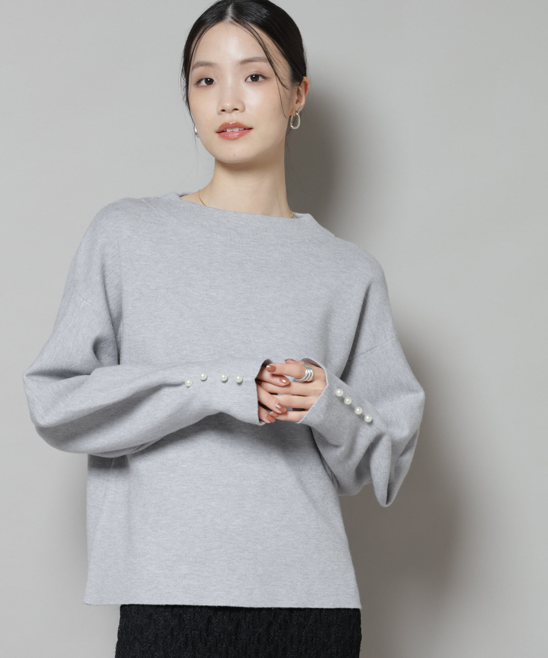 nano･universe「ミラノリブパールニットプルオーバー」|ニット・セーター|