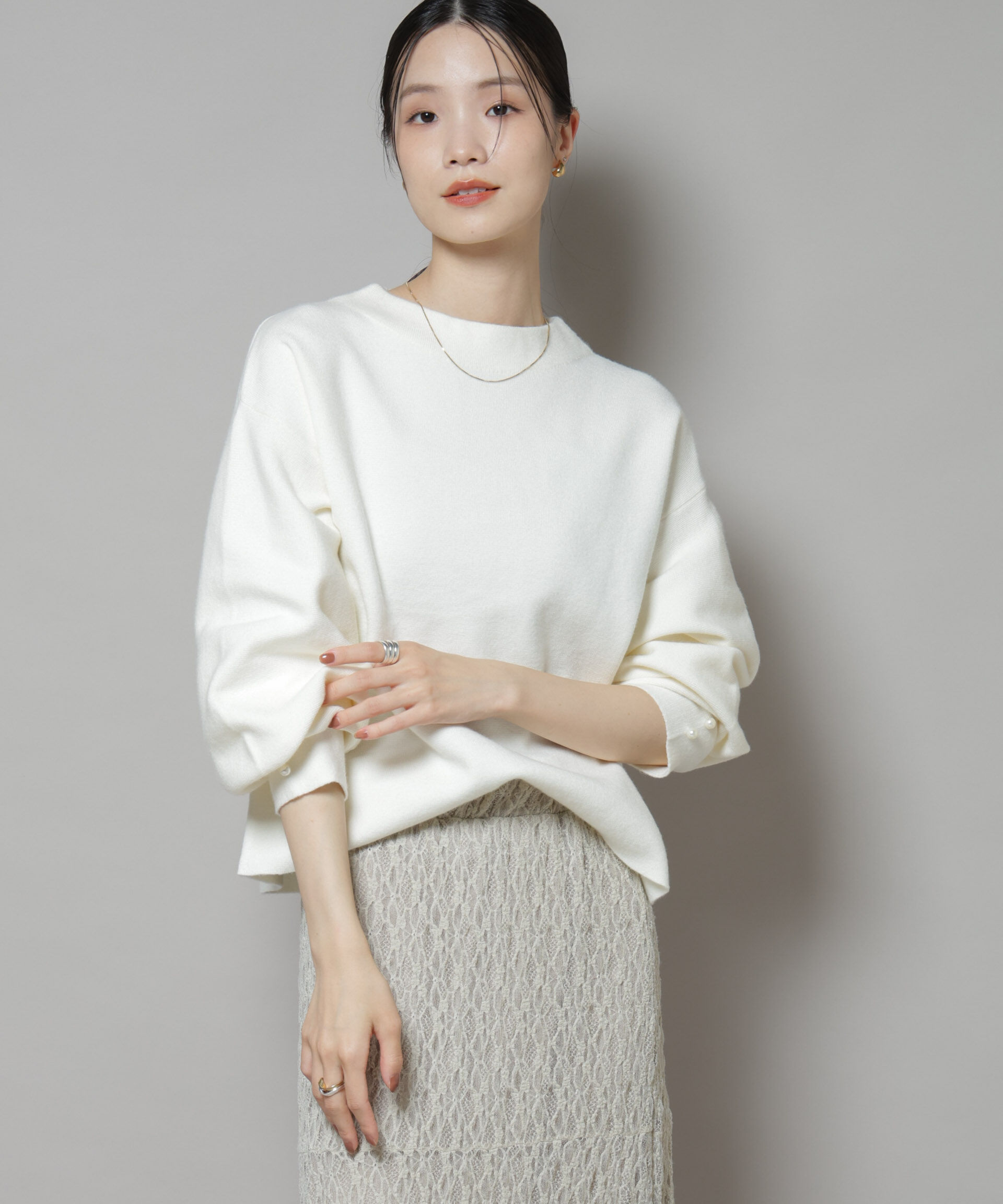 nano･universe「ミラノリブパールニットプルオーバー」|ニット・セーター|