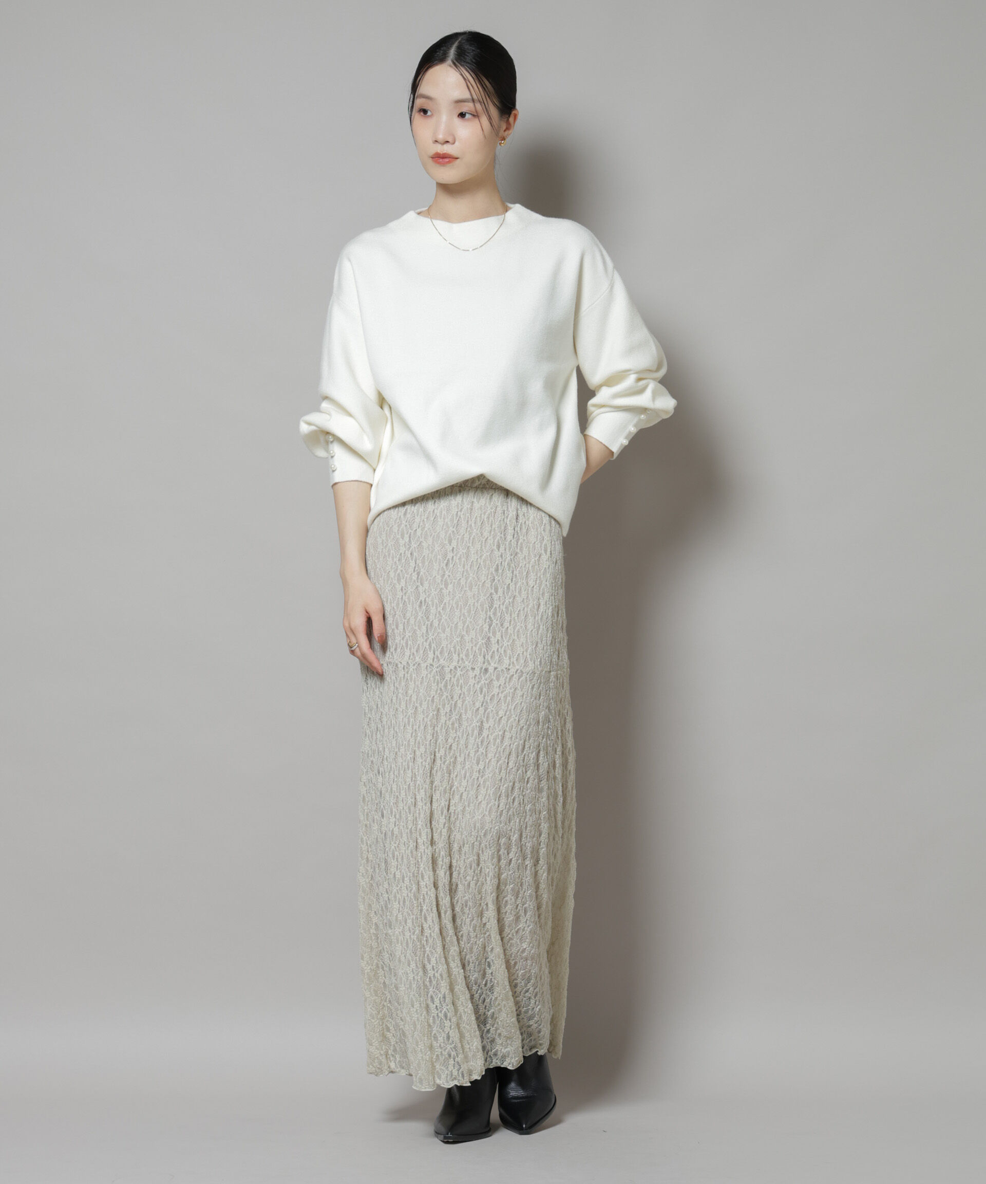 nano･universe「ミラノリブパールニットプルオーバー」|ニット・セーター|