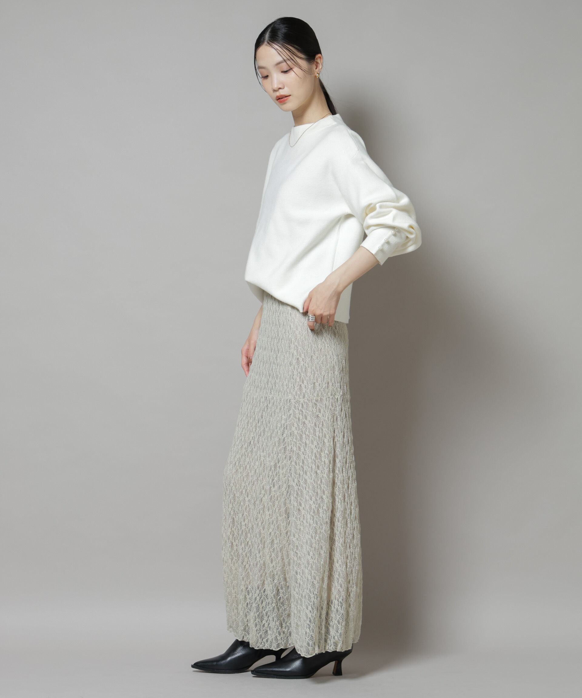 nano･universe「ミラノリブパールニットプルオーバー」|ニット・セーター|