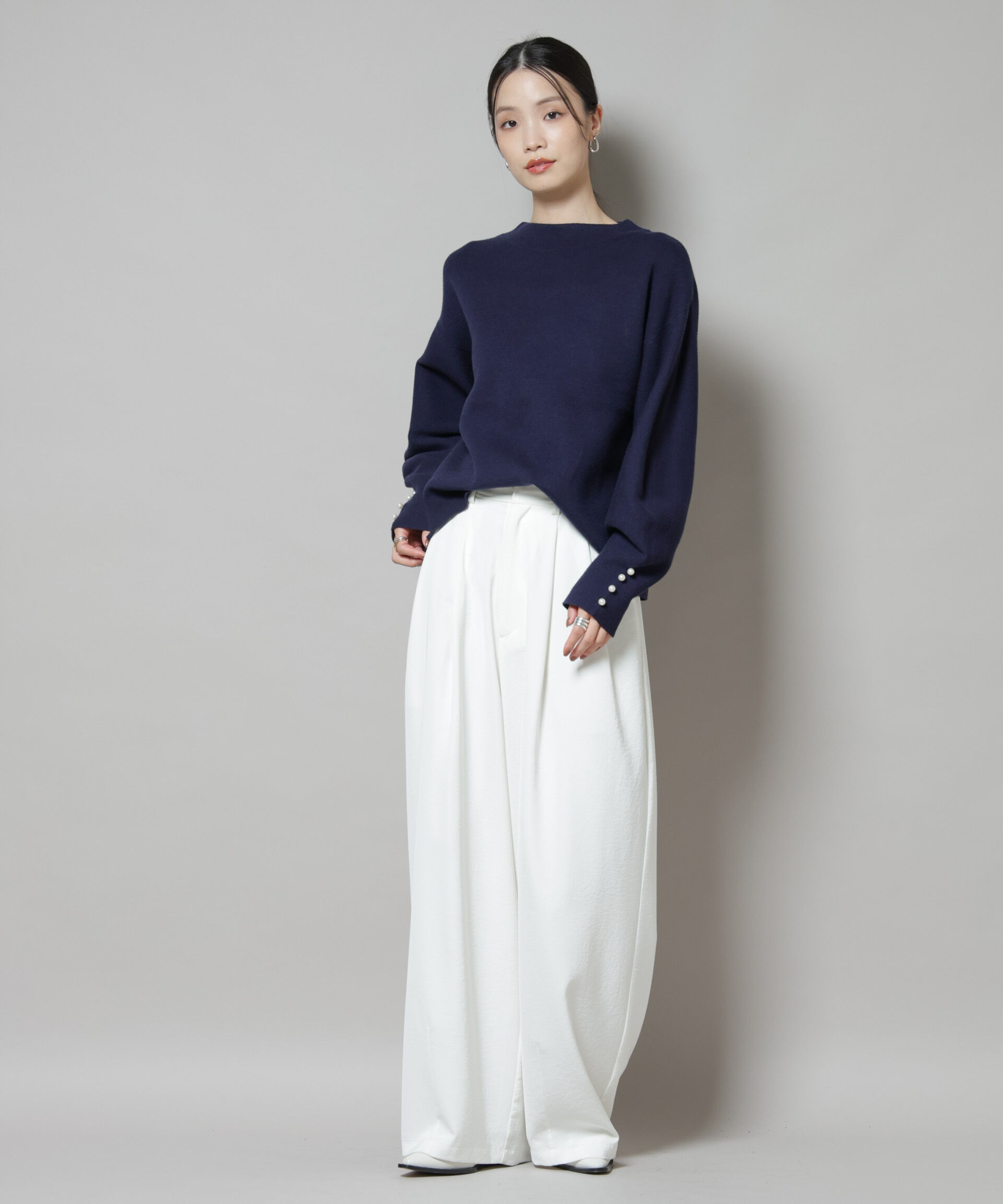 nano･universe「ミラノリブパールニットプルオーバー」|ニット・セーター|