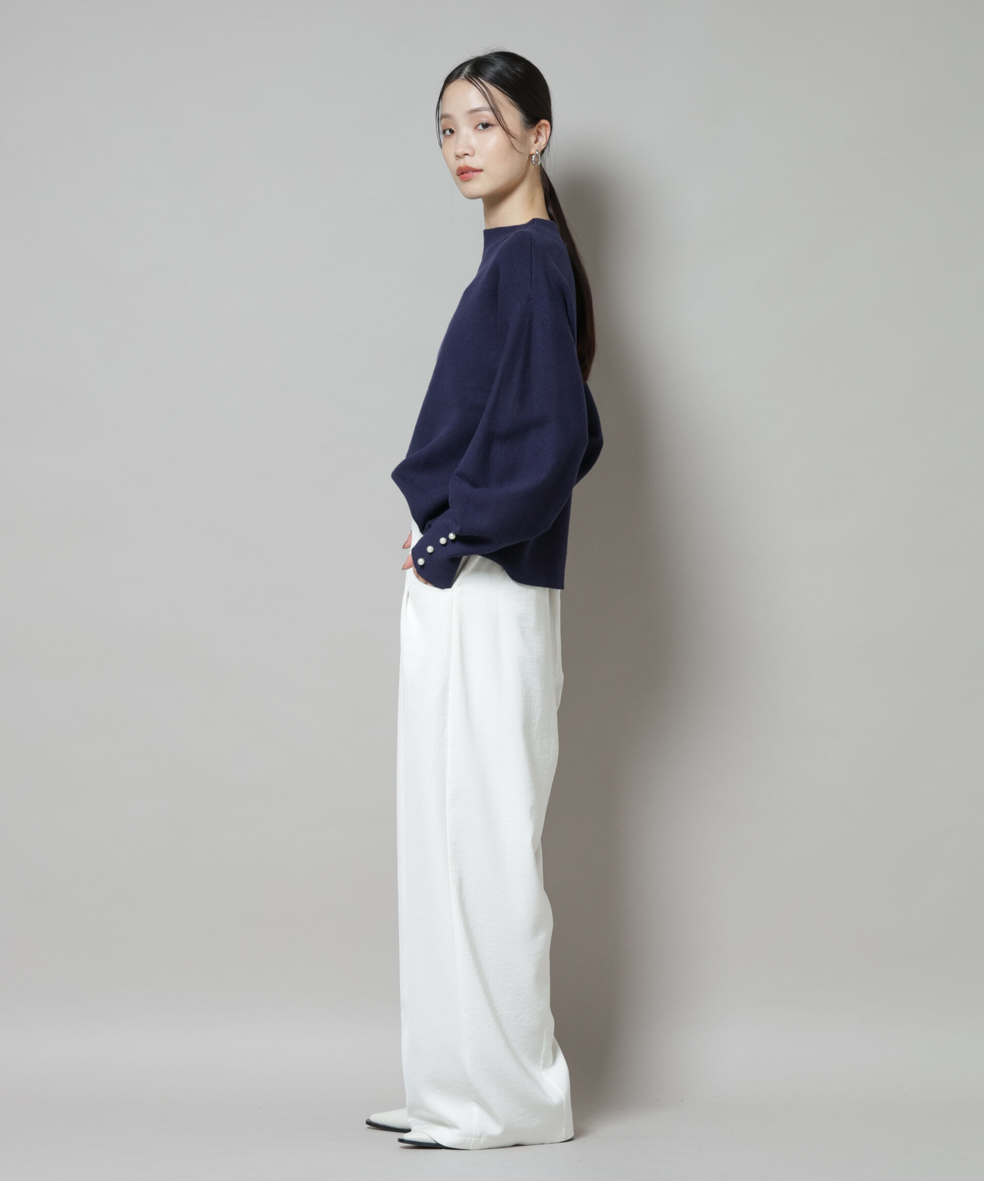 nano･universe「ミラノリブパールニットプルオーバー」|ニット・セーター|