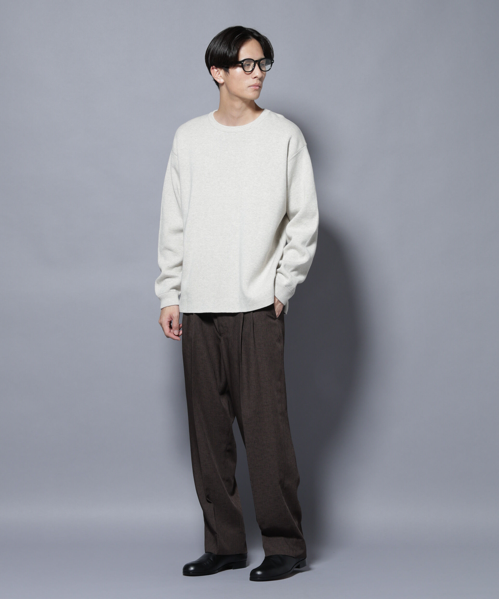 nano･universe「ミラノリブ ワイドクルーネックニット」|ニット・セーター|