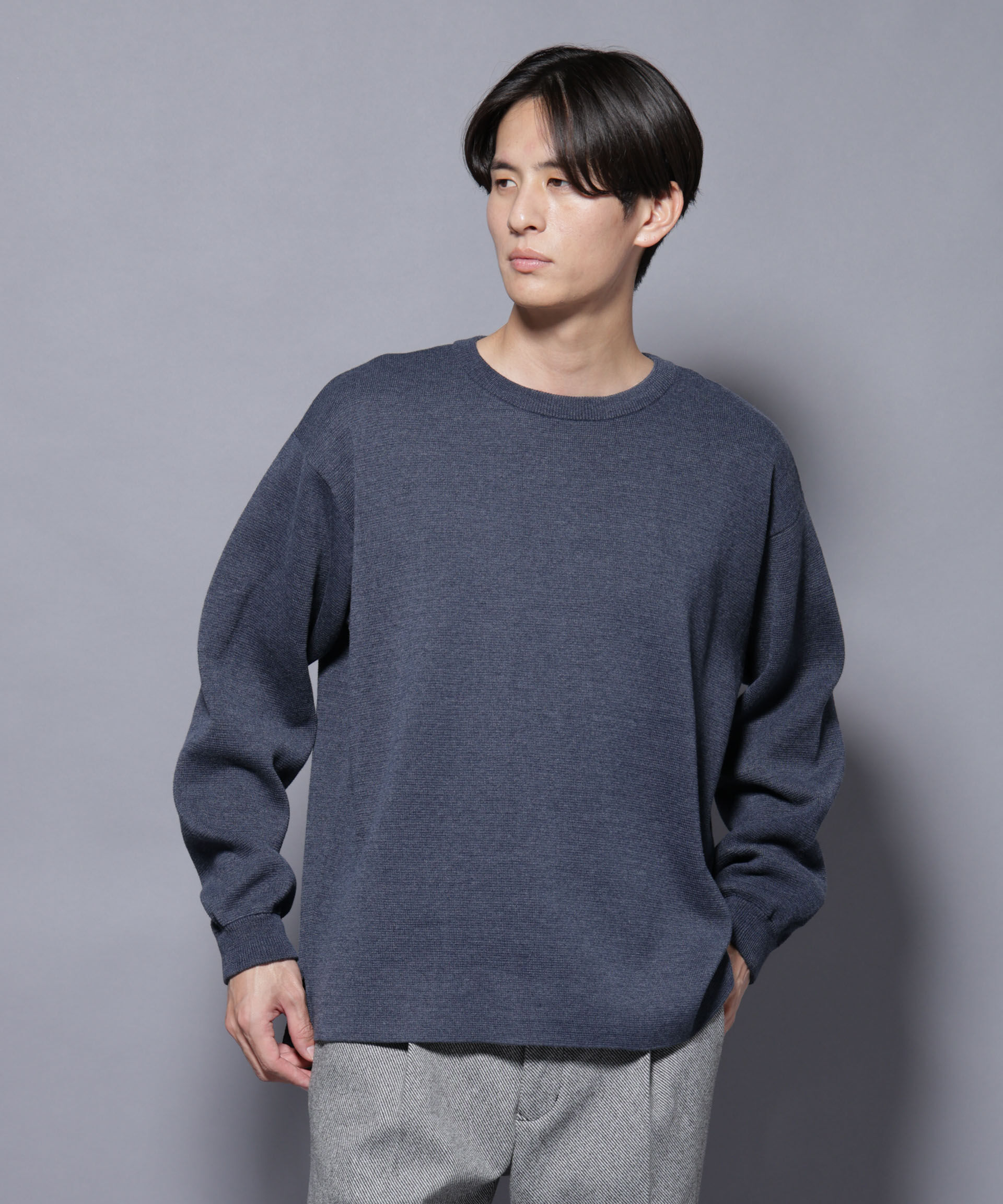 nano･universe「ミラノリブ ワイドクルーネックニット」|ニット・セーター|