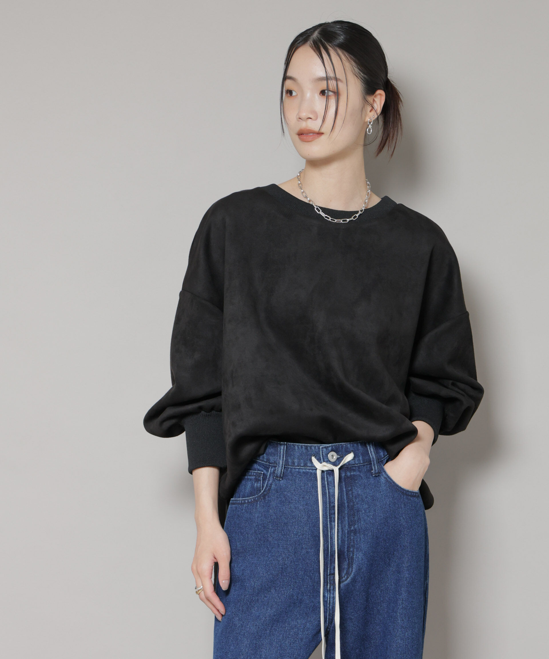 nano･universe「カットスエードサイドスリットワイドプルオーバー(セットアップ可)」|Tシャツ・カットソー|