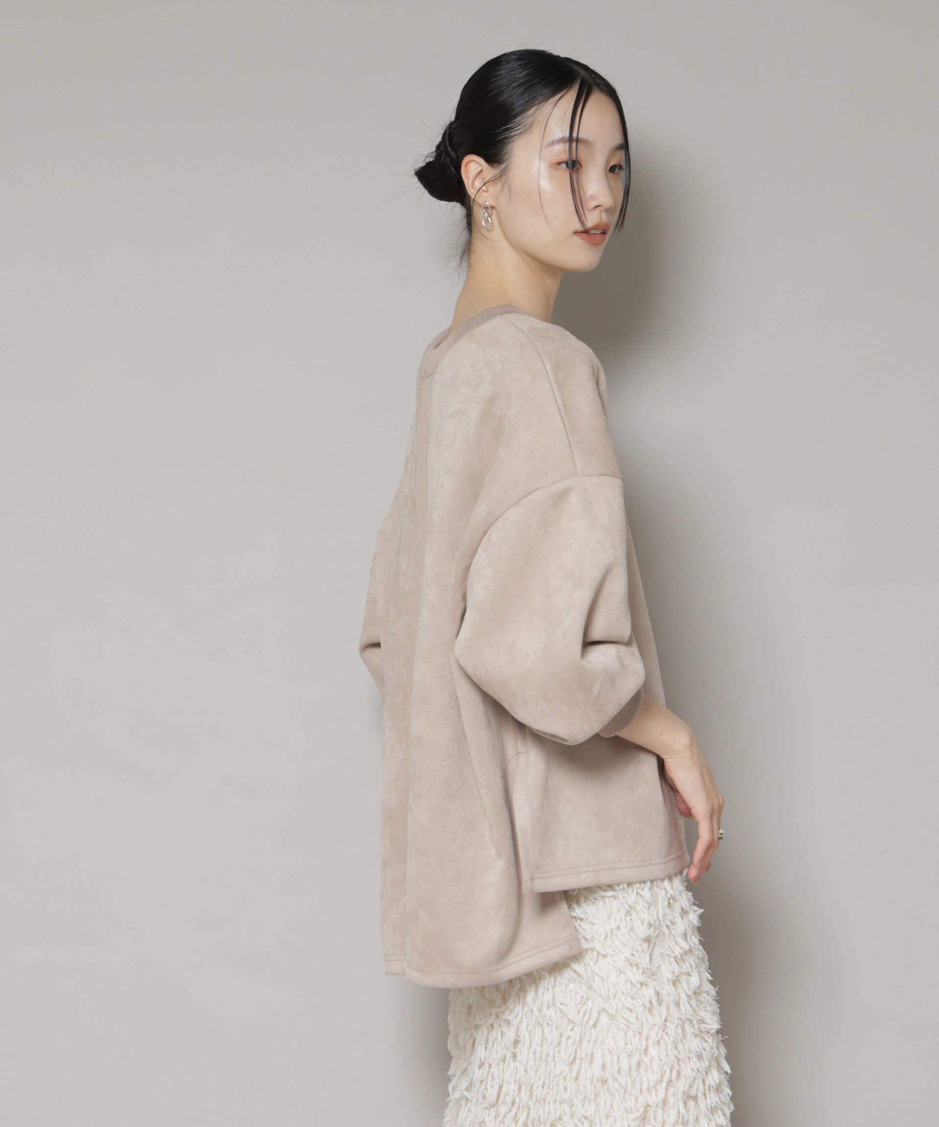 nano･universe「カットスエードサイドスリットワイドプルオーバー(セットアップ可)」|Tシャツ・カットソー|