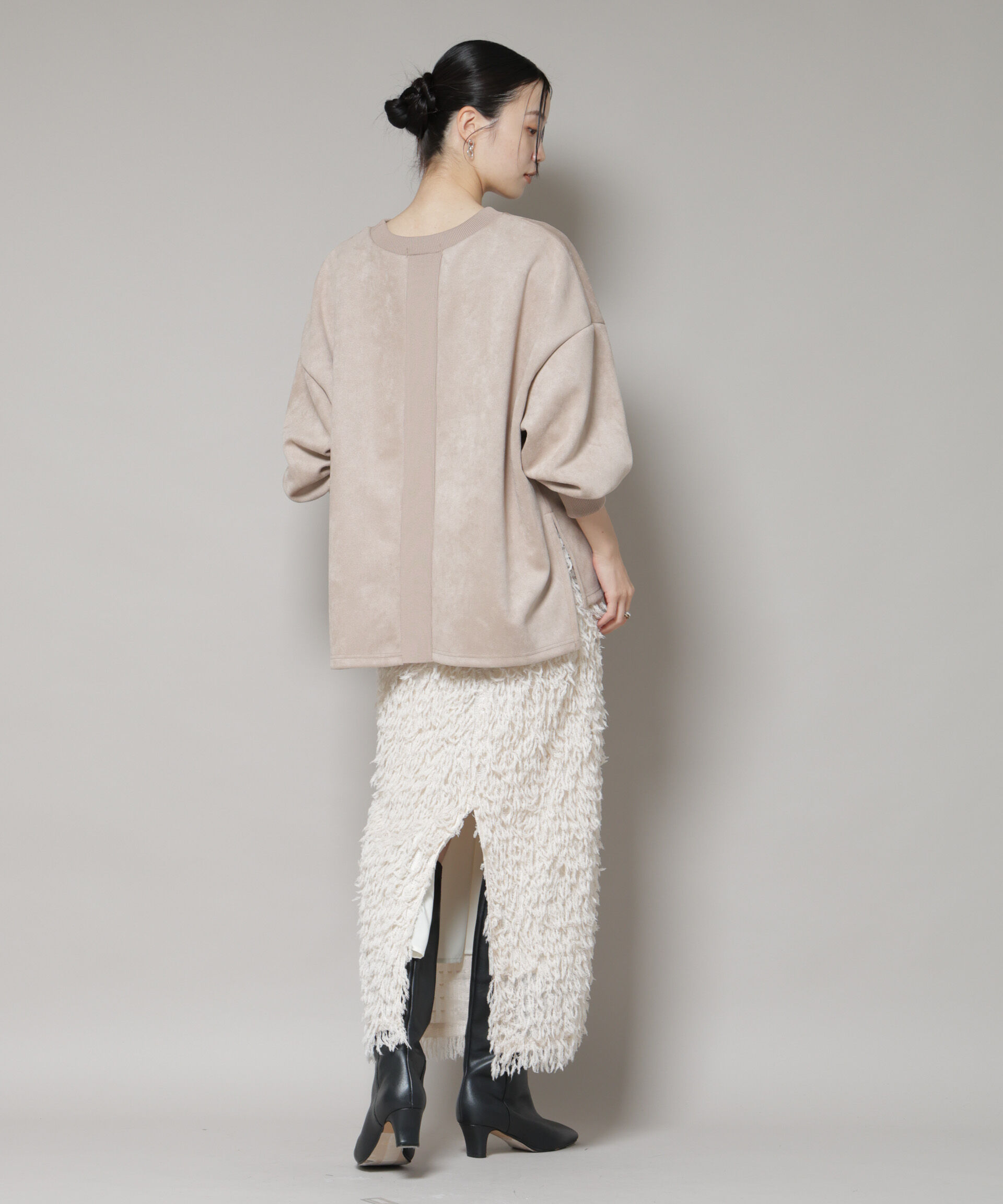 nano･universe「カットスエードサイドスリットワイドプルオーバー(セットアップ可)」|Tシャツ・カットソー|