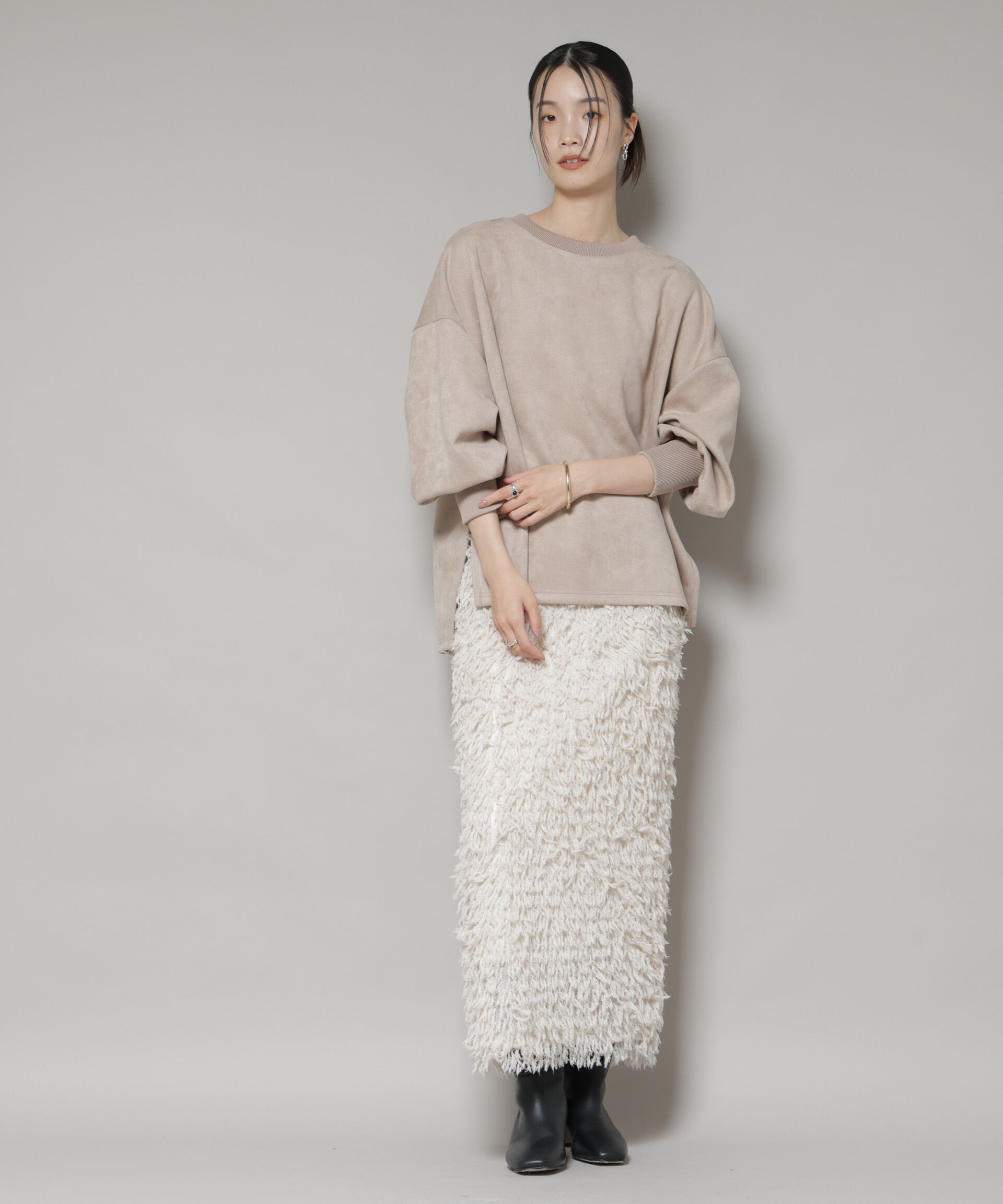 nano･universe「カットスエードサイドスリットワイドプルオーバー(セットアップ可)」|Tシャツ・カットソー|