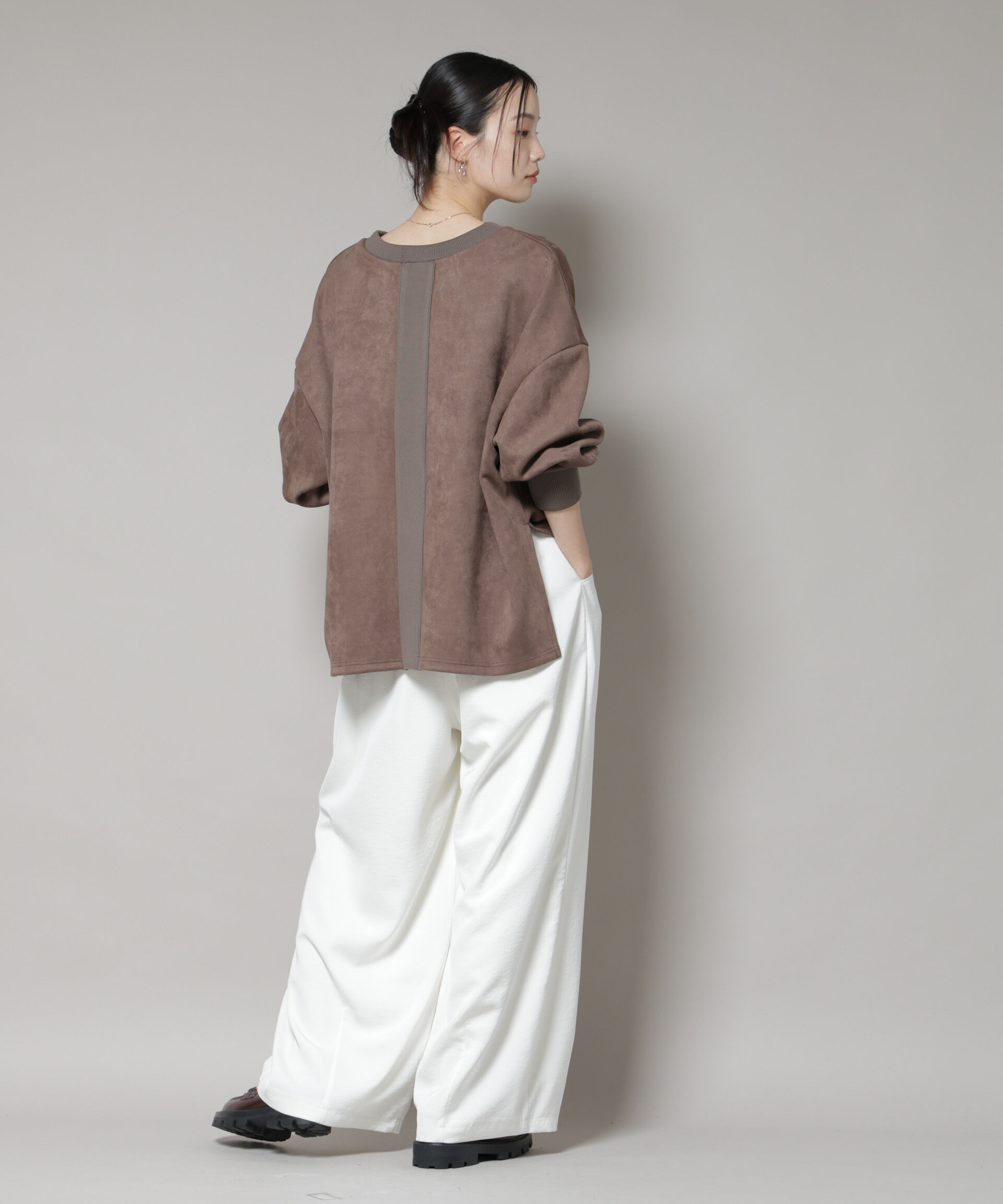 nano･universe「カットスエードサイドスリットワイドプルオーバー(セットアップ可)」|Tシャツ・カットソー|