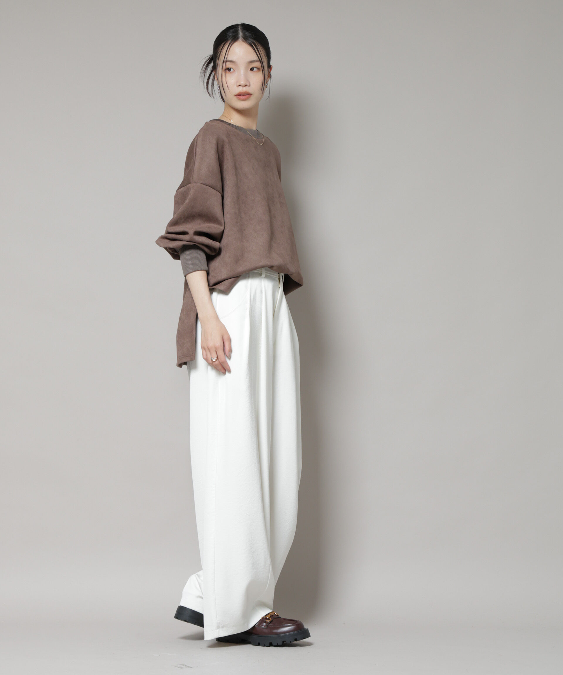 nano･universe「カットスエードサイドスリットワイドプルオーバー(セットアップ可)」|Tシャツ・カットソー|
